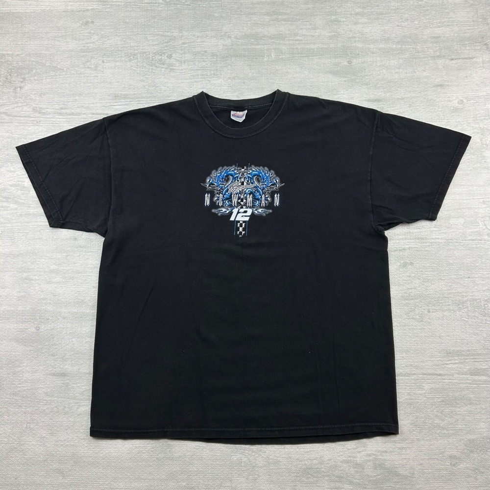 Vintage 90s Ryan Newman Nascar Shirt Size XXL Black Dragon Racing 12